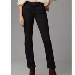 Pilcro Anthropologie High Rise Straight Leg Black Jeans Corset Front Size 29